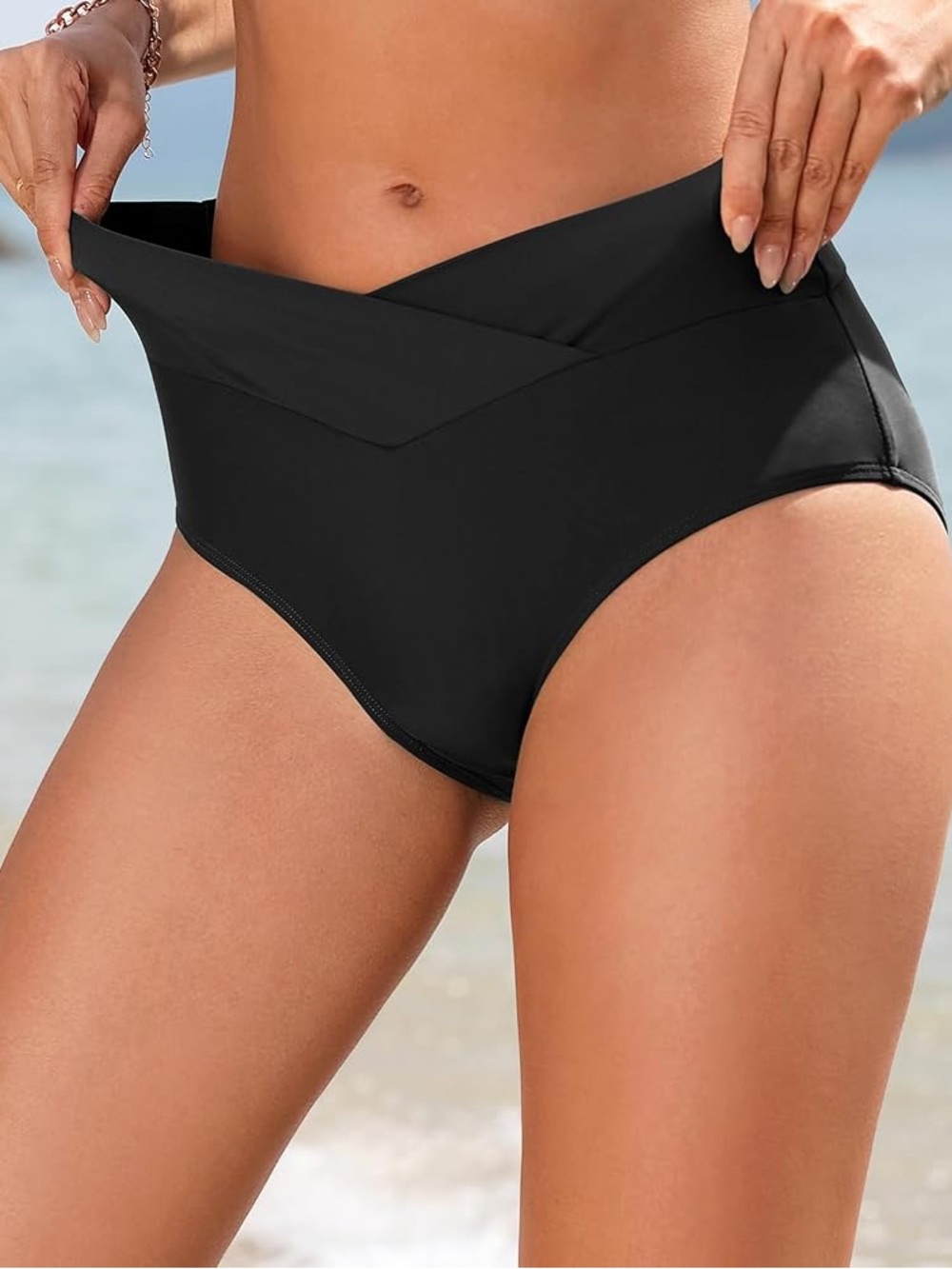 aerie Black High-Rise V-Waist Swim Bottoms